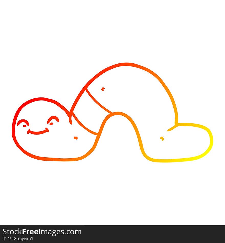 warm gradient line drawing of a cartoon worm