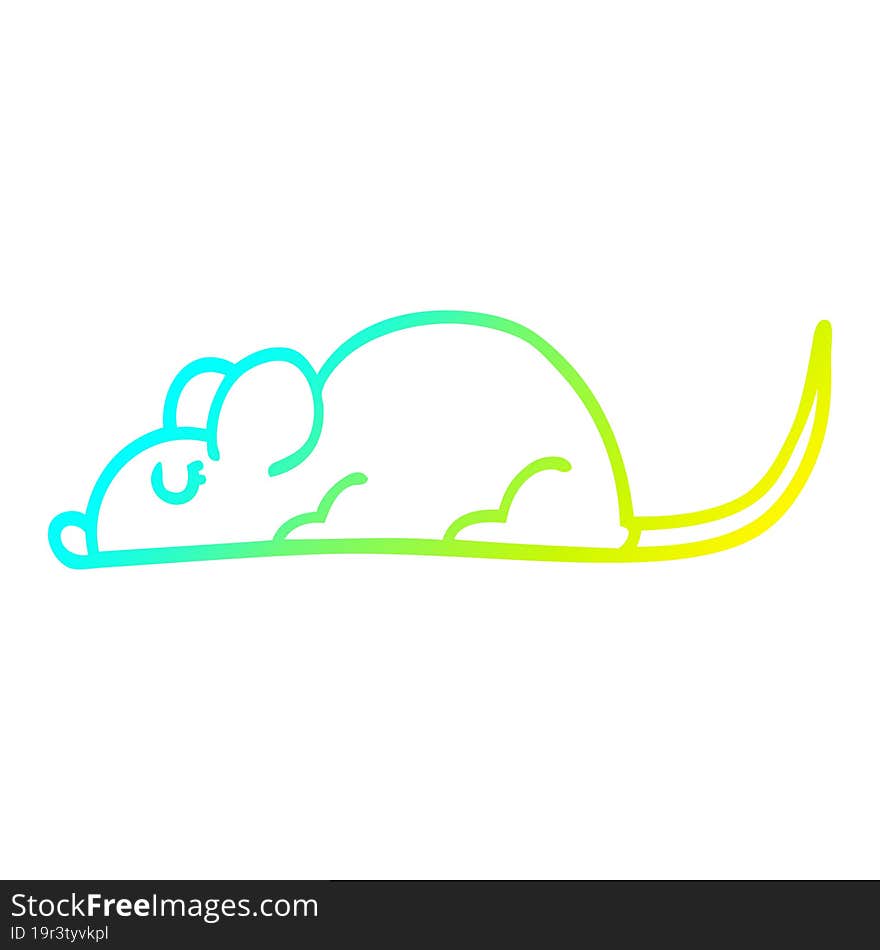 cold gradient line drawing of a cartoon black rat