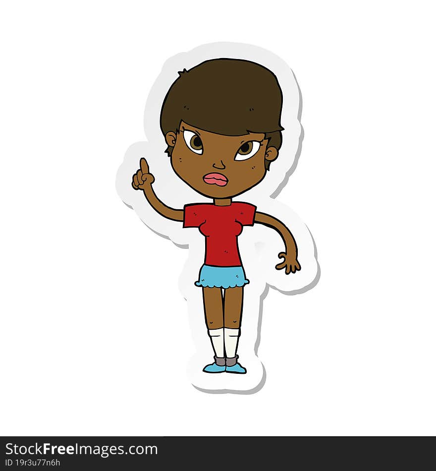 Sticker Of A Cartoon Woman With Idea