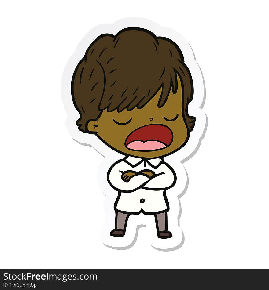 Sticker Of A Cartoon Woman Talking