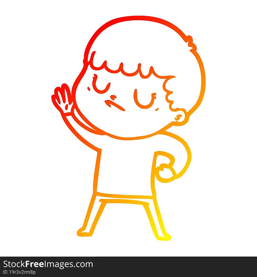 warm gradient line drawing cartoon grumpy boy