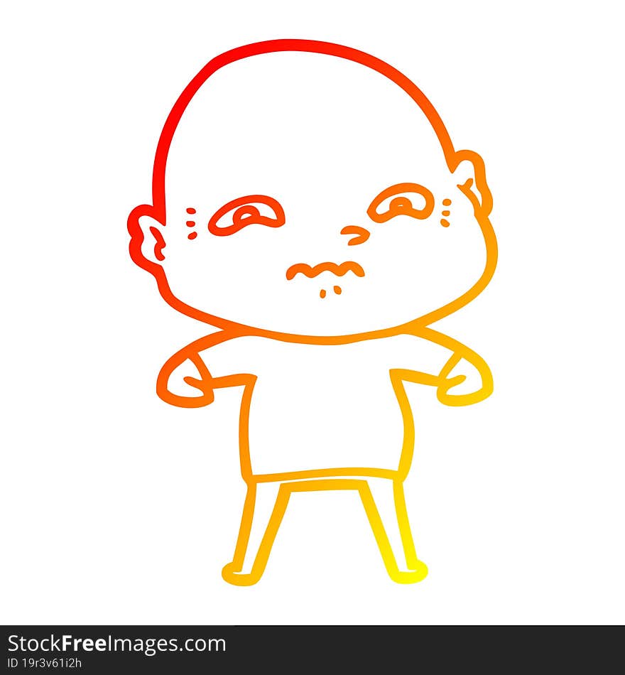 warm gradient line drawing cartoon nervous man