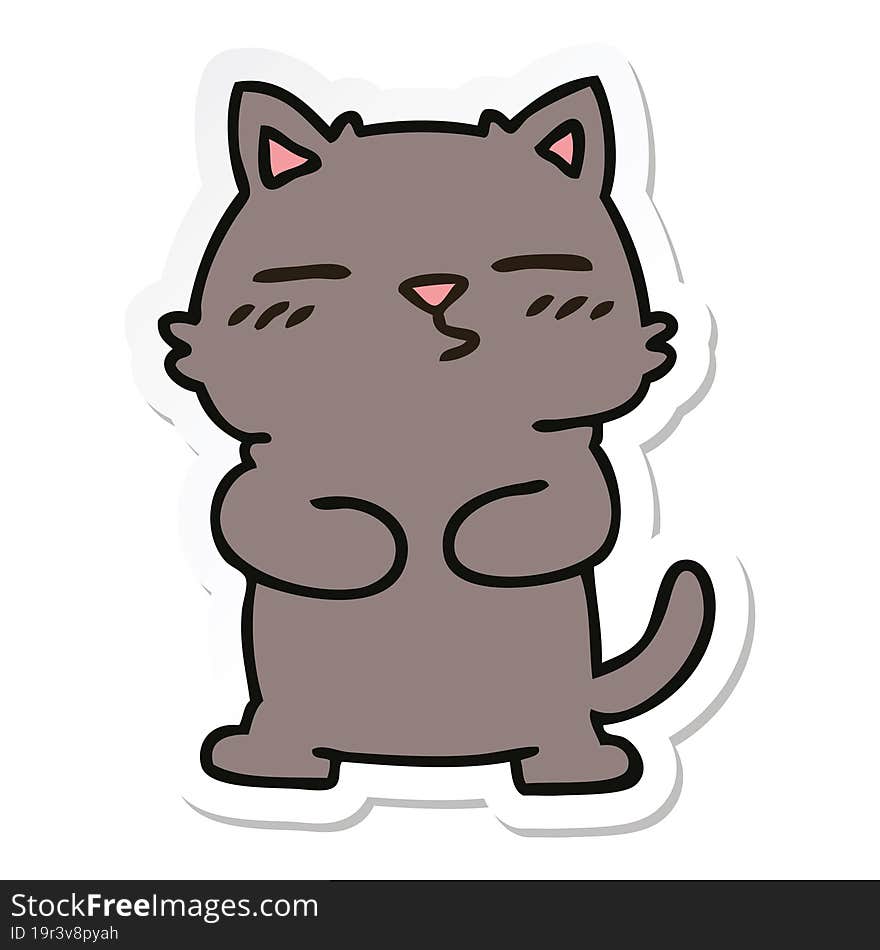 Sticker Of A Quirky Hand Drawn Cartoon Cat