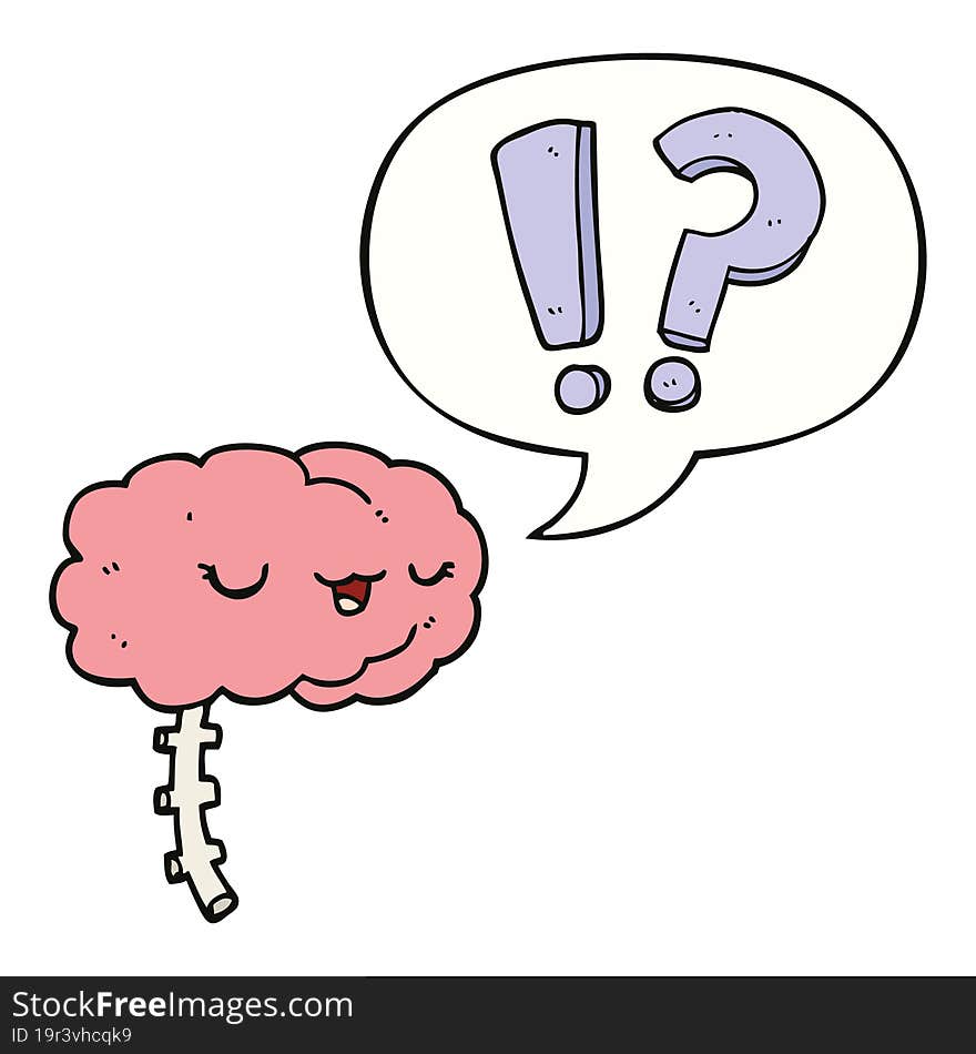 Cartoon Curious Brain And Speech Bubble