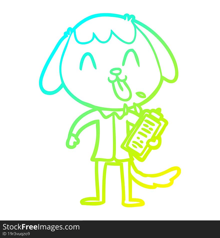 Cold Gradient Line Drawing Cute Cartoon Dog