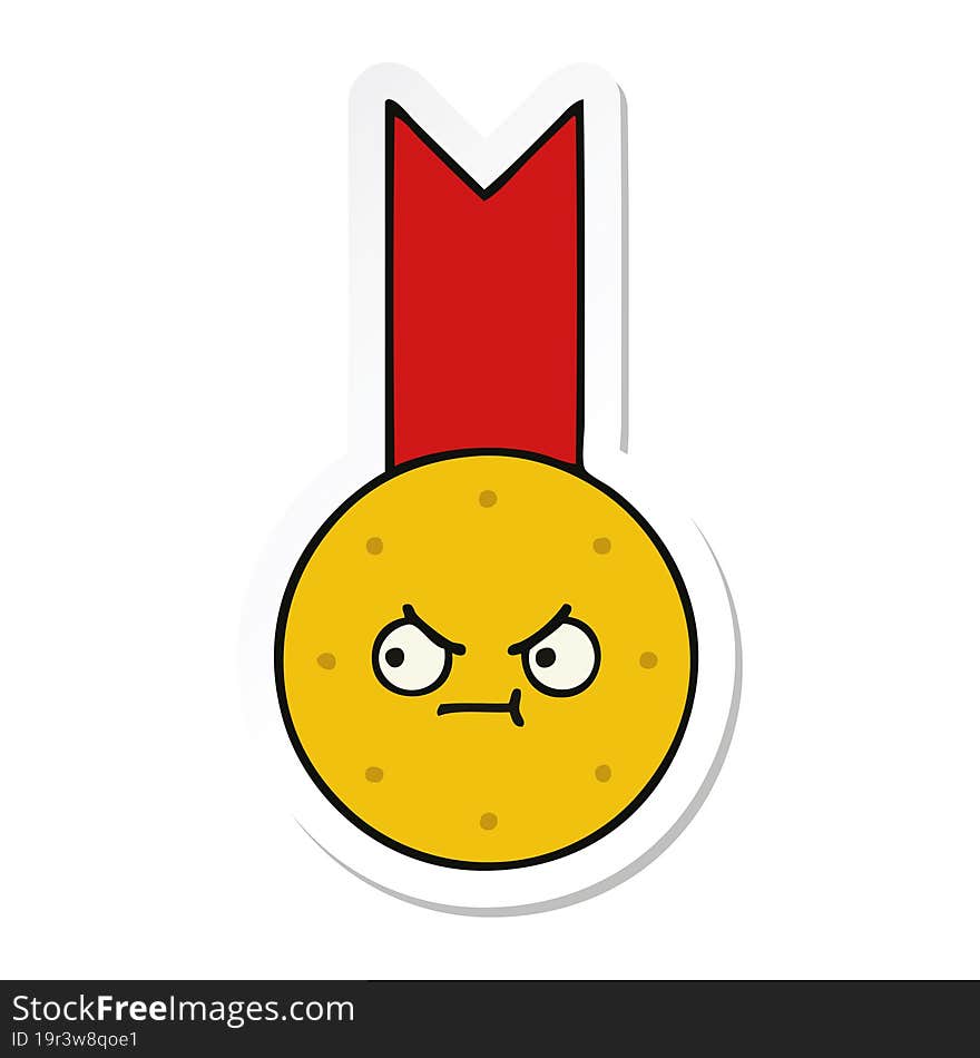 sticker of a cute cartoon gold medal