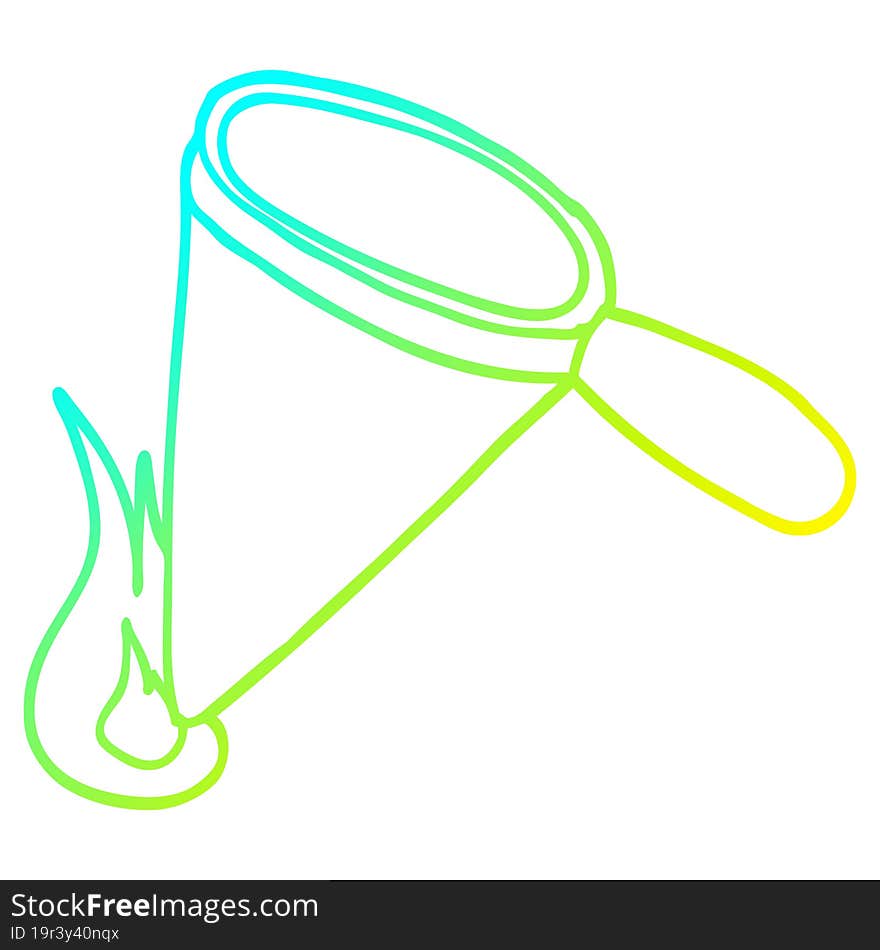 cold gradient line drawing cartoon magnifying glass