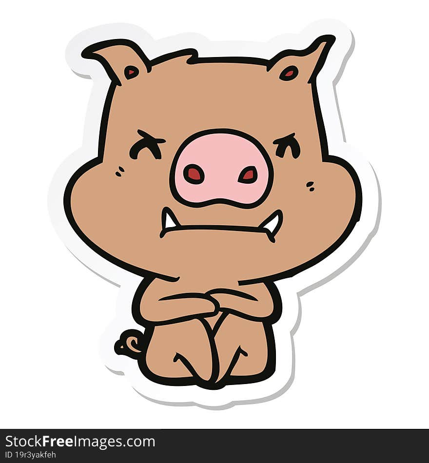 sticker of a angry cartoon pig