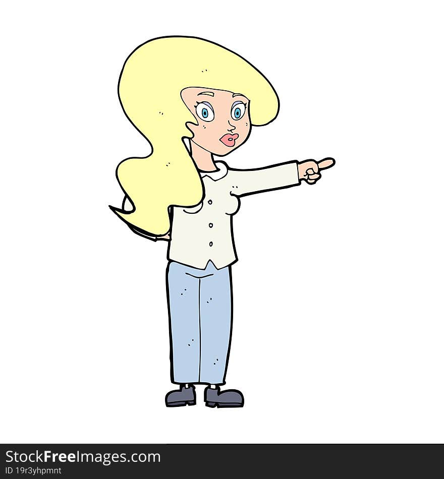 Cartoon Pretty Woman Pointing