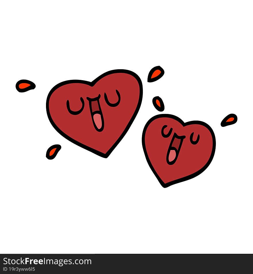 Happy Cartoon Doodle Hearts