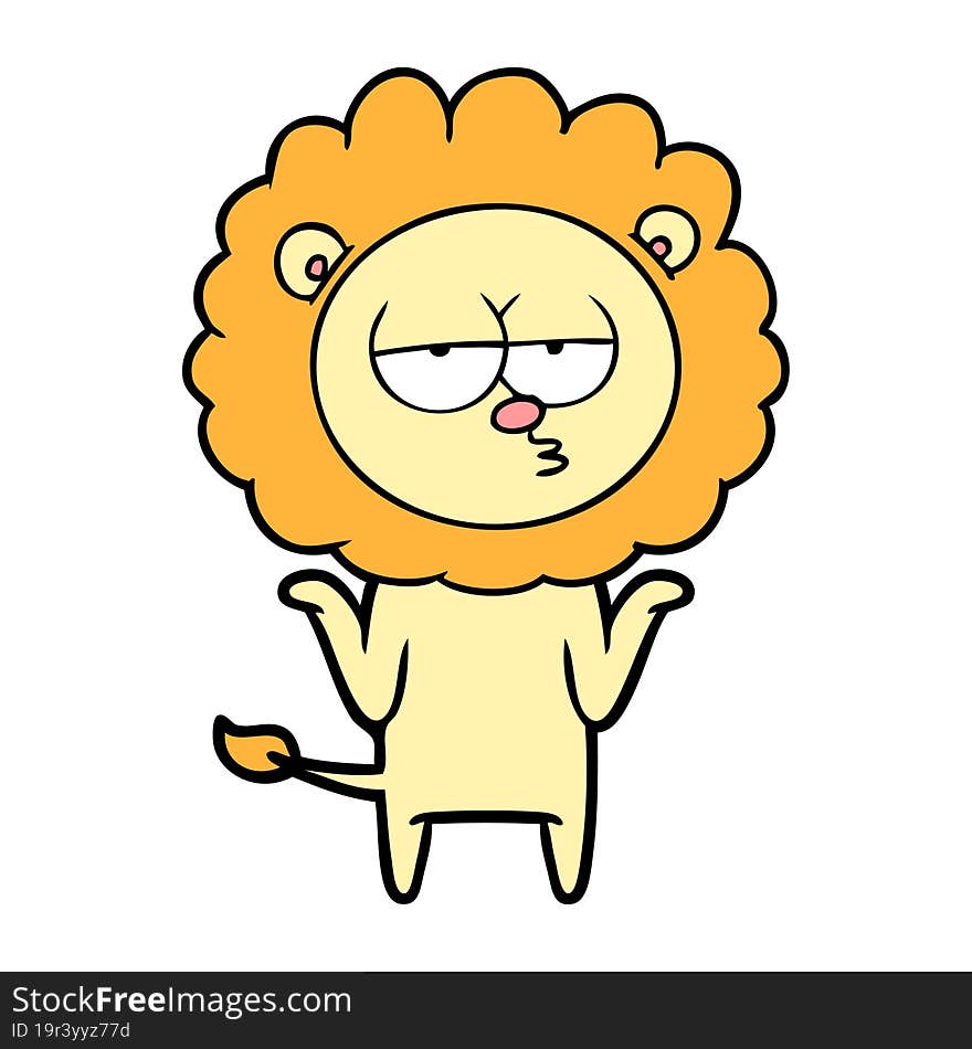 cartoon bored lion. cartoon bored lion