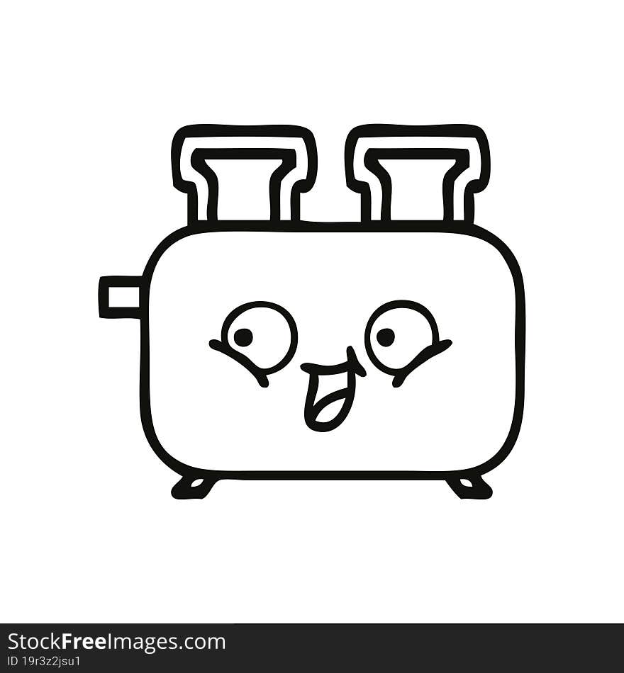 line drawing cartoon of a toaster