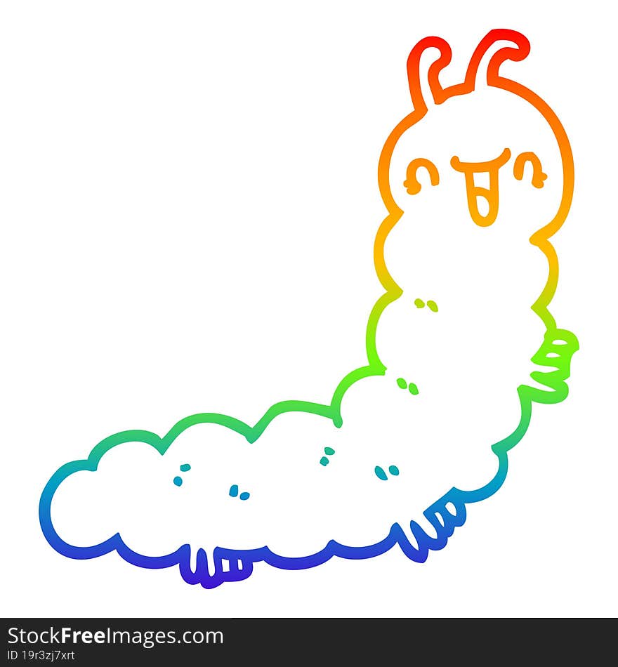 rainbow gradient line drawing cartoon caterpillar