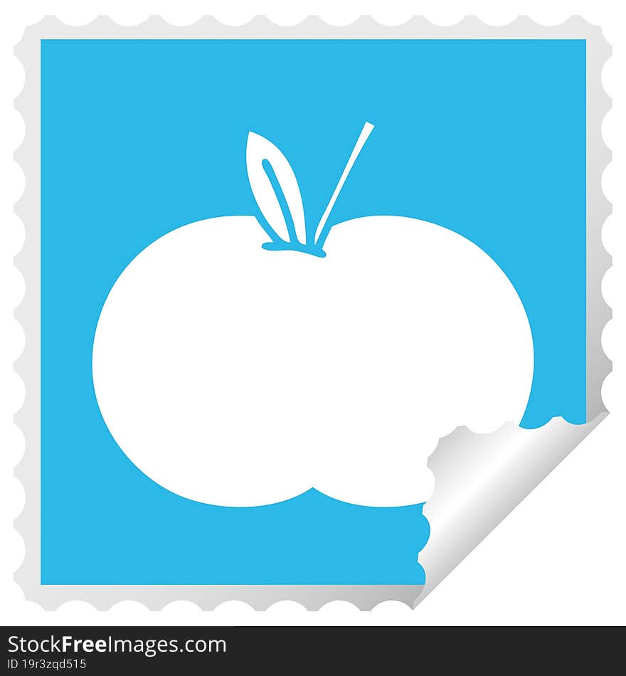 square peeling sticker cartoon juicy apple