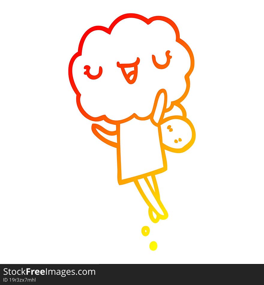 warm gradient line drawing cute cartoon cloud head creature