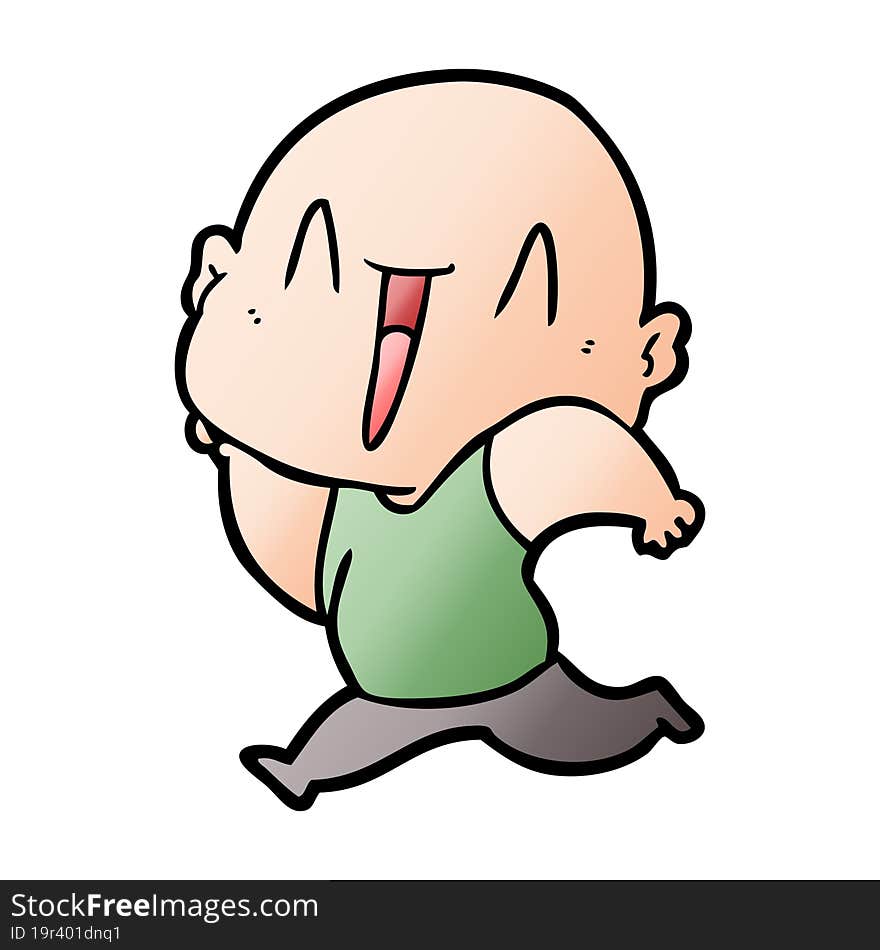 happy cartoon bald man. happy cartoon bald man