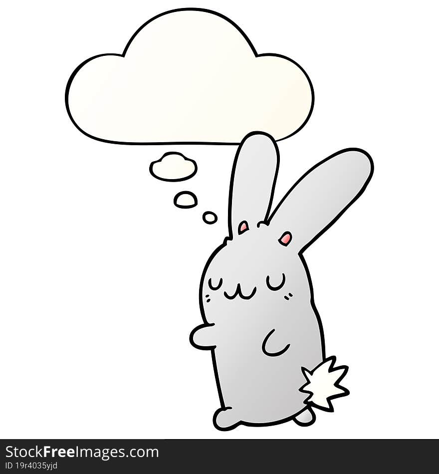 cute cartoon rabbit with thought bubble in smooth gradient style