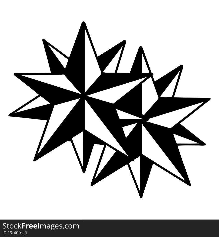 tattoo in black line style of stars. tattoo in black line style of stars