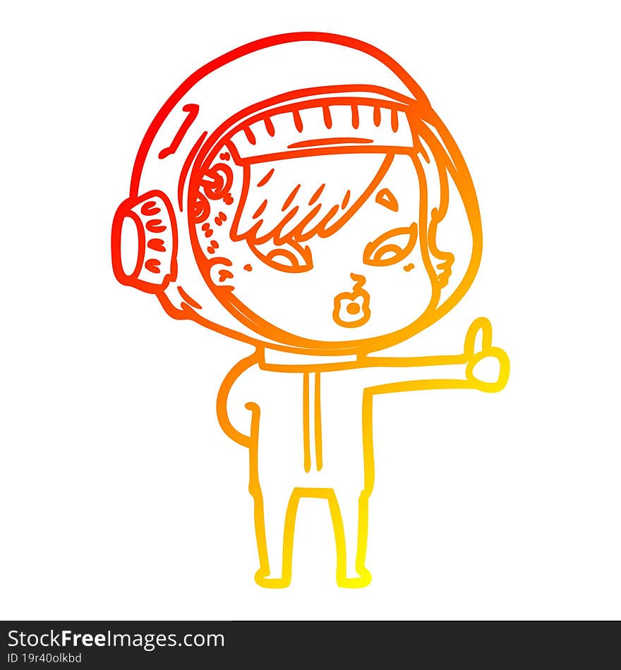 warm gradient line drawing cartoon astronaut woman