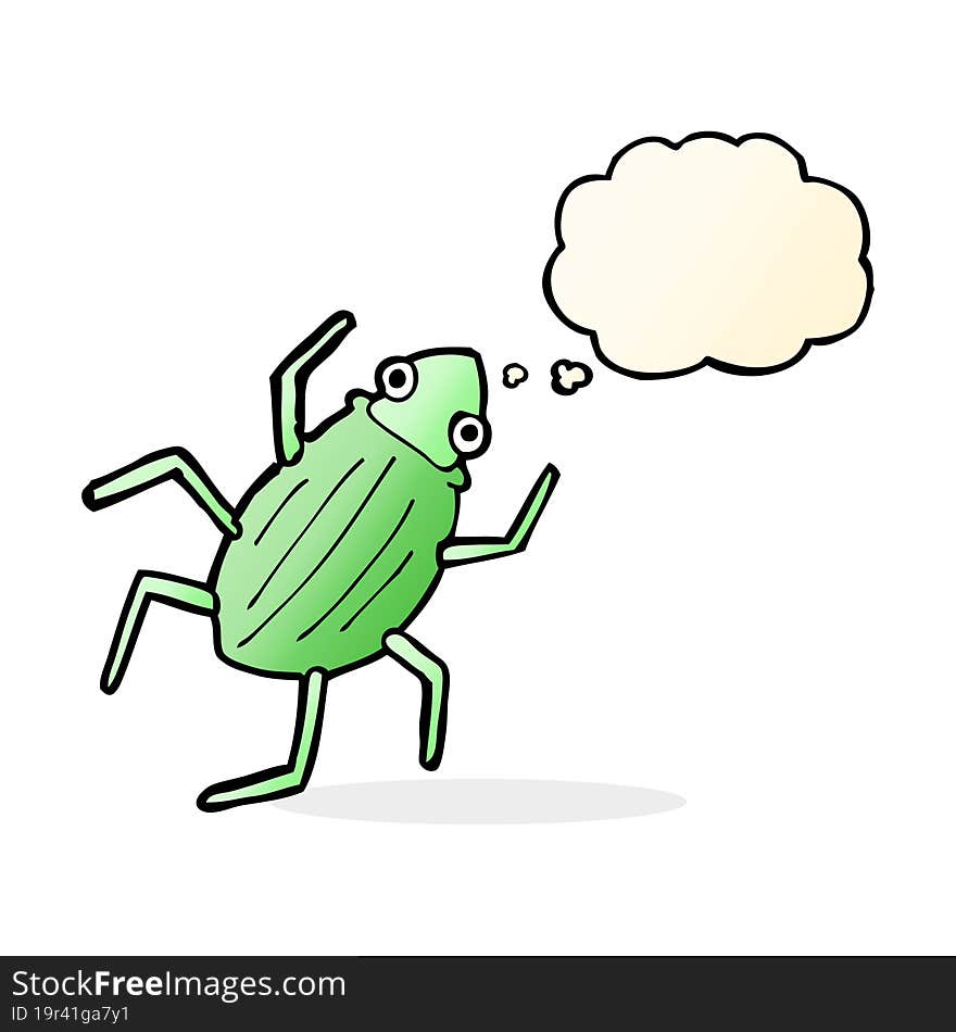 cartoon bug with thought bubble