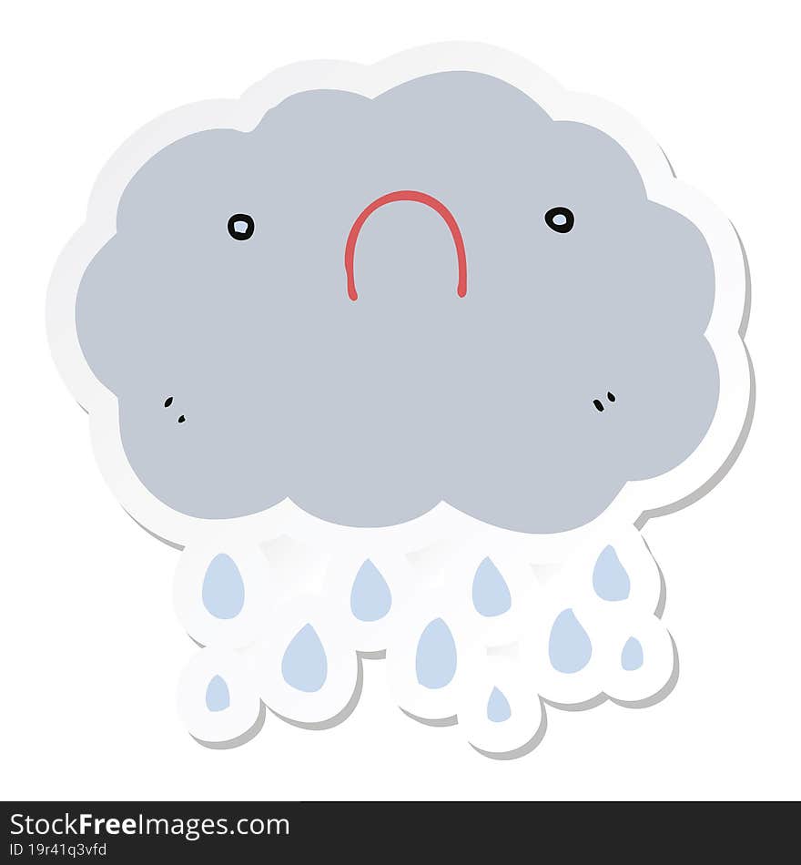 Sticker Of A Cute Cartoon Cloud