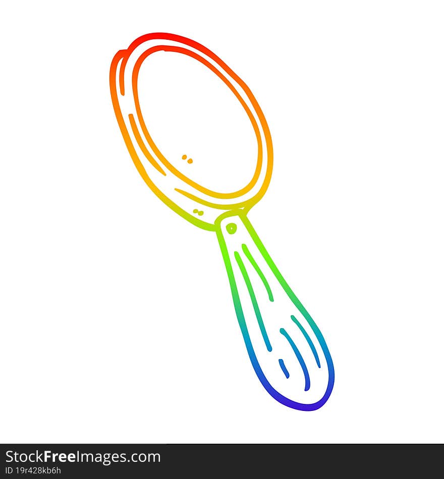 rainbow gradient line drawing cartoon magnifying glass