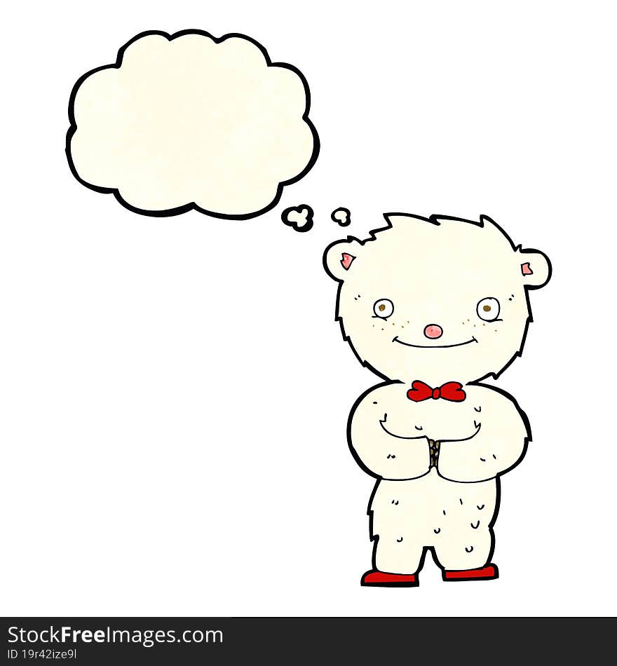 cartoon little polar bear with thought bubble