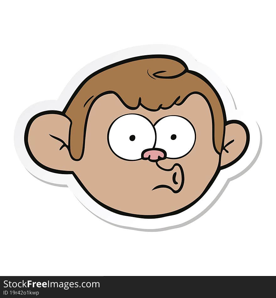 sticker of a cartoon monkey face