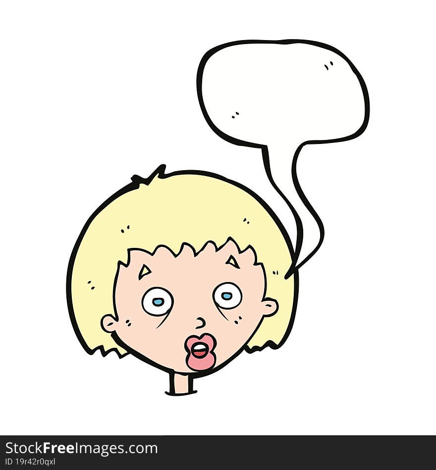 cartoon shocked woman with speech bubble