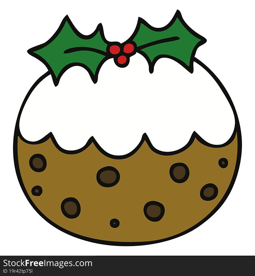 quirky hand drawn cartoon christmas pudding