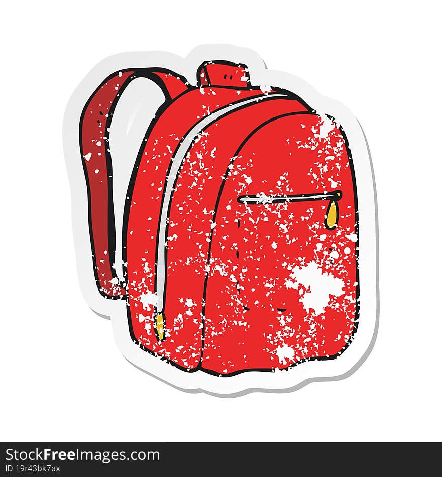 retro distressed sticker of a cartoon rucksack