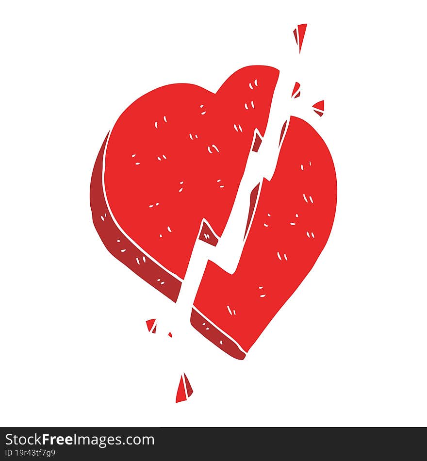 flat color illustration of broken heart symbol. flat color illustration of broken heart symbol