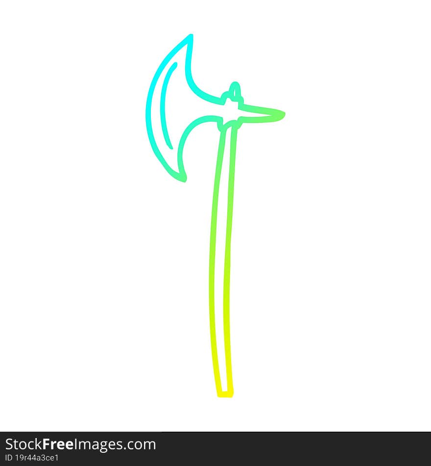 cold gradient line drawing cartoon medieval axe