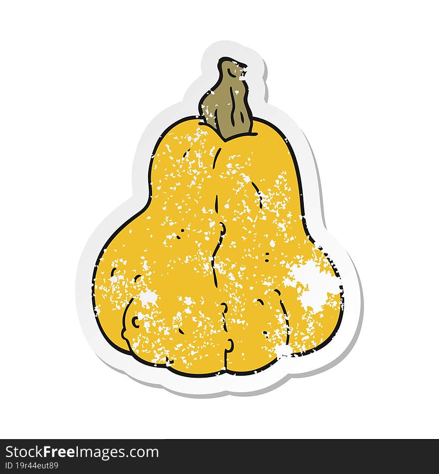 Distressed Sticker Of A Cartoon Squash