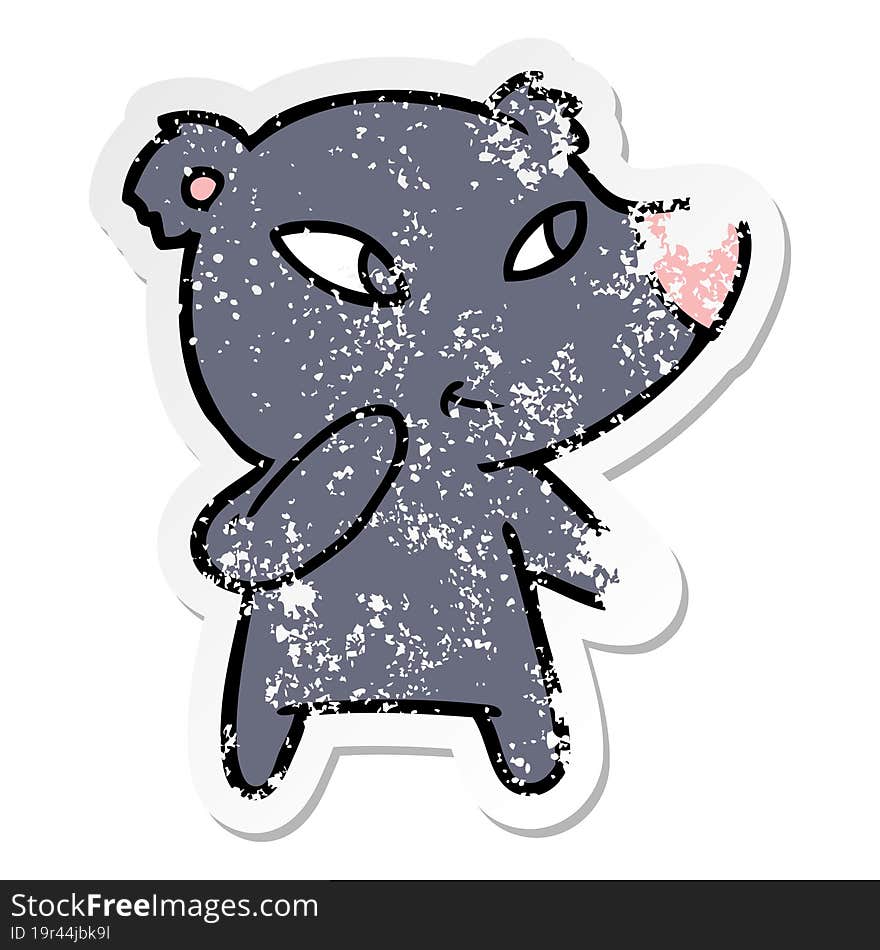 distressed sticker of a cute cartoon bear