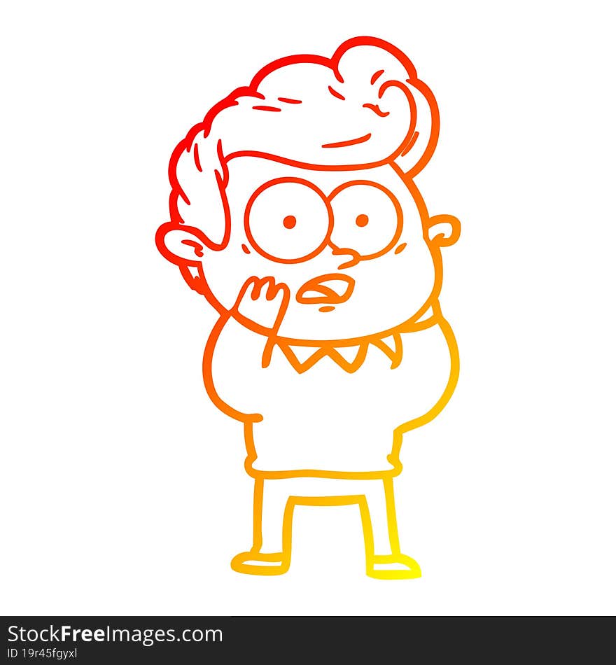 warm gradient line drawing cartoon staring man