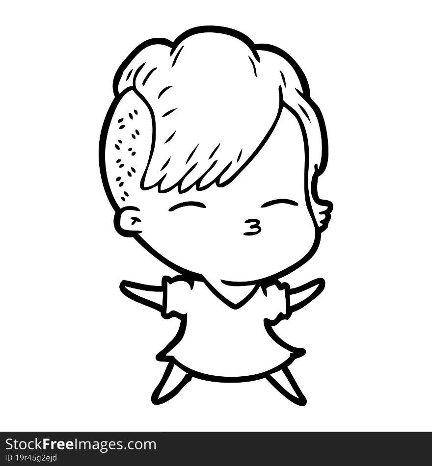 cartoon squinting girl. cartoon squinting girl