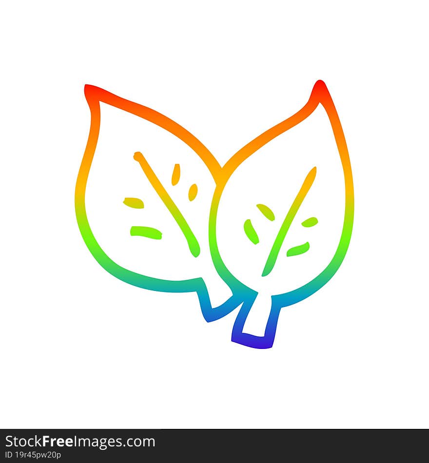 rainbow gradient line drawing cartoon autumn leaves