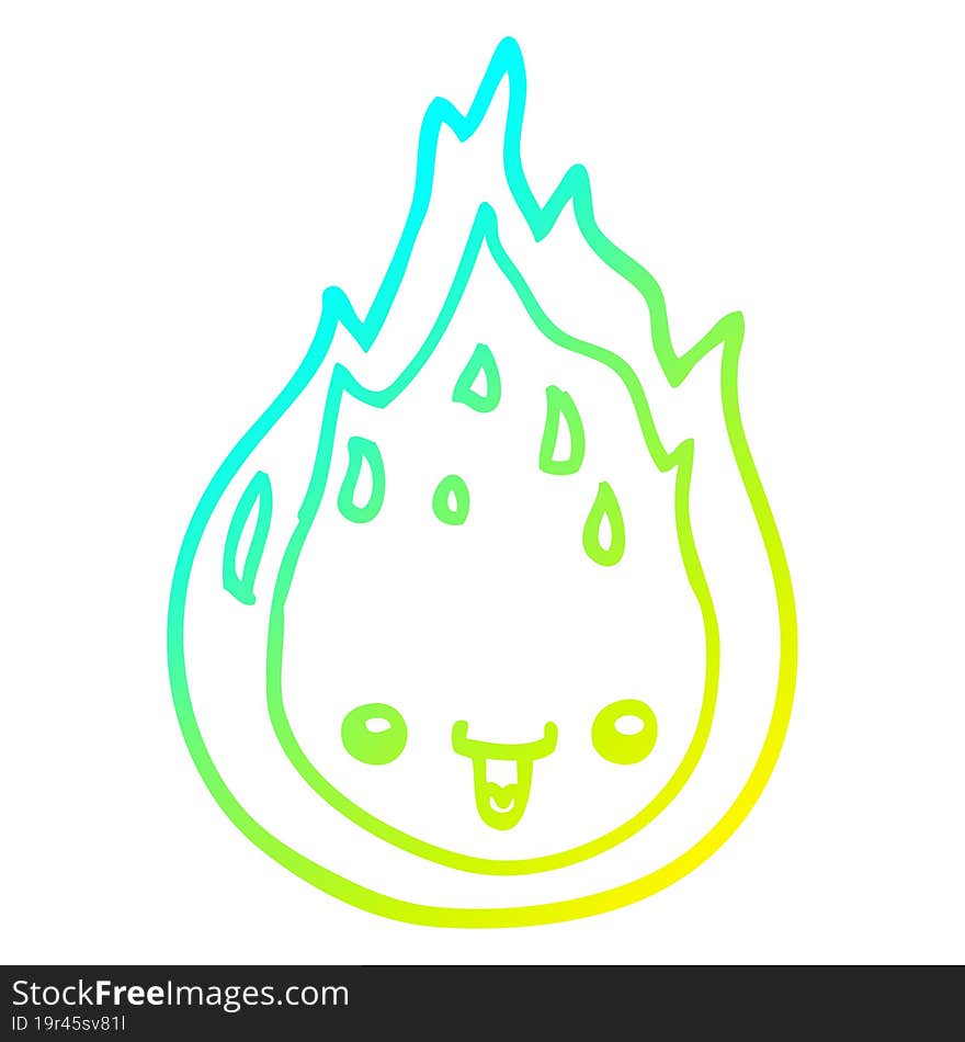 Cold Gradient Line Drawing Cartoon Flame