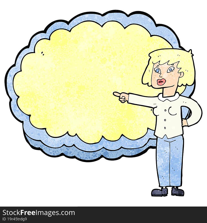 Cartoon Woman With Text Cloud Space