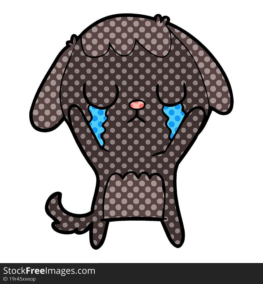 cute cartoon dog crying. cute cartoon dog crying