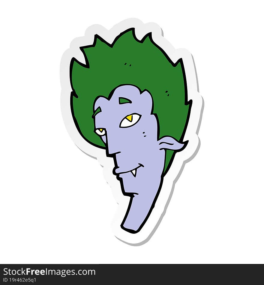 sticker of a cartoon vampire head