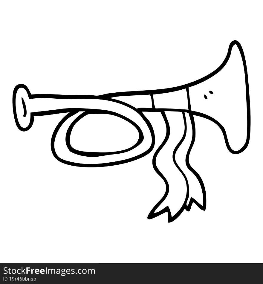 line drawing cartoon brass horn