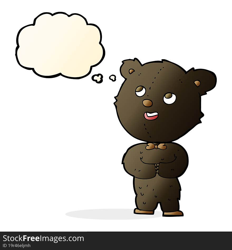 cartoon cute teddy bear with thought bubble