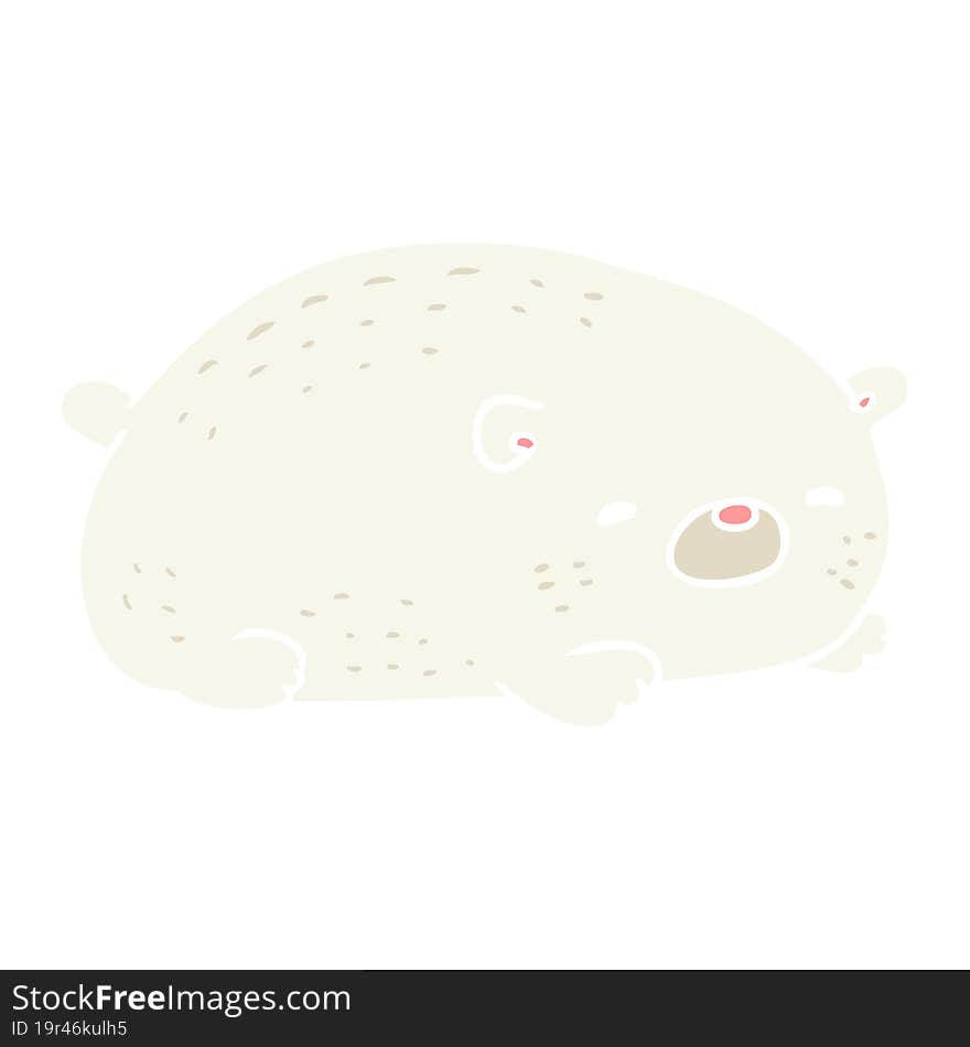 Cute Flat Color Style Cartoon Polar Bear