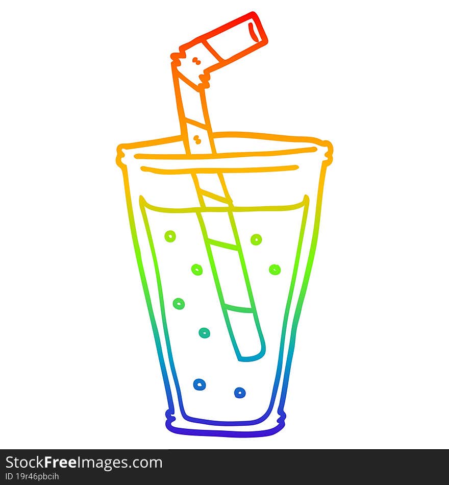 Rainbow Gradient Line Drawing Cartoon Fizzy Drink