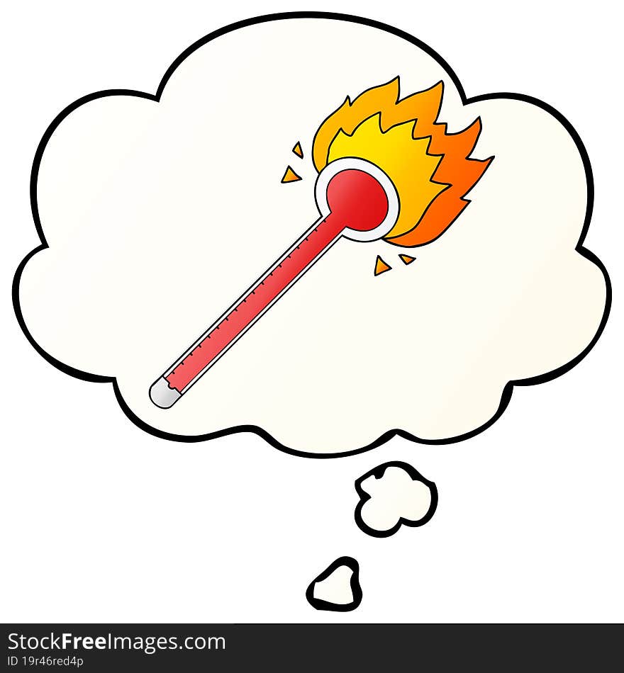 cartoon thermometer and thought bubble in smooth gradient style