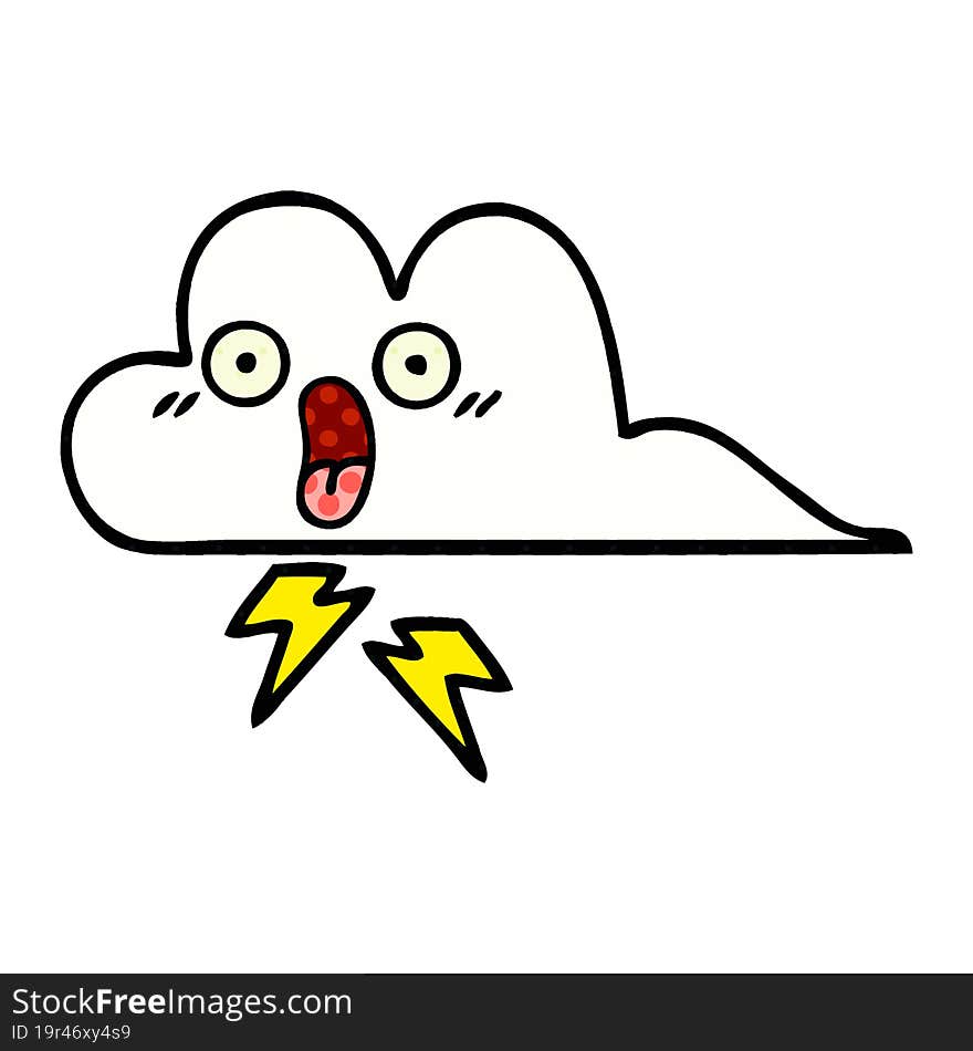 comic book style cartoon thunder cloud