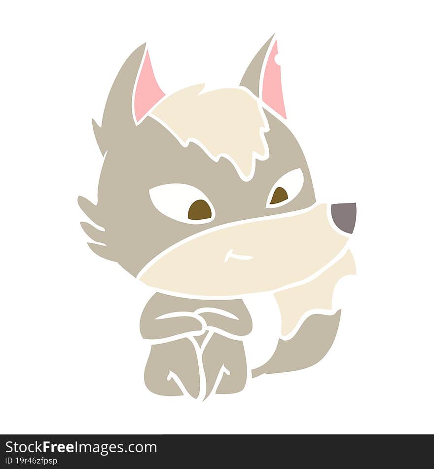 friendly flat color style cartoon wolf