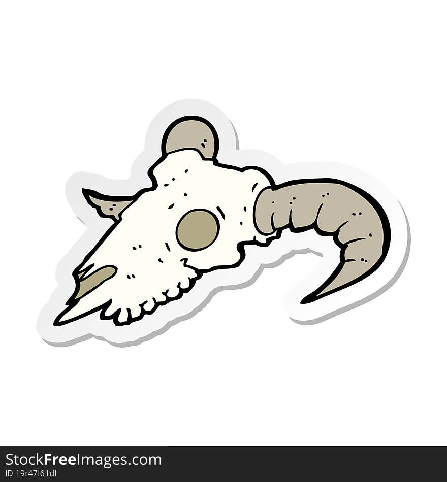 sticker of a cartoon ram skull